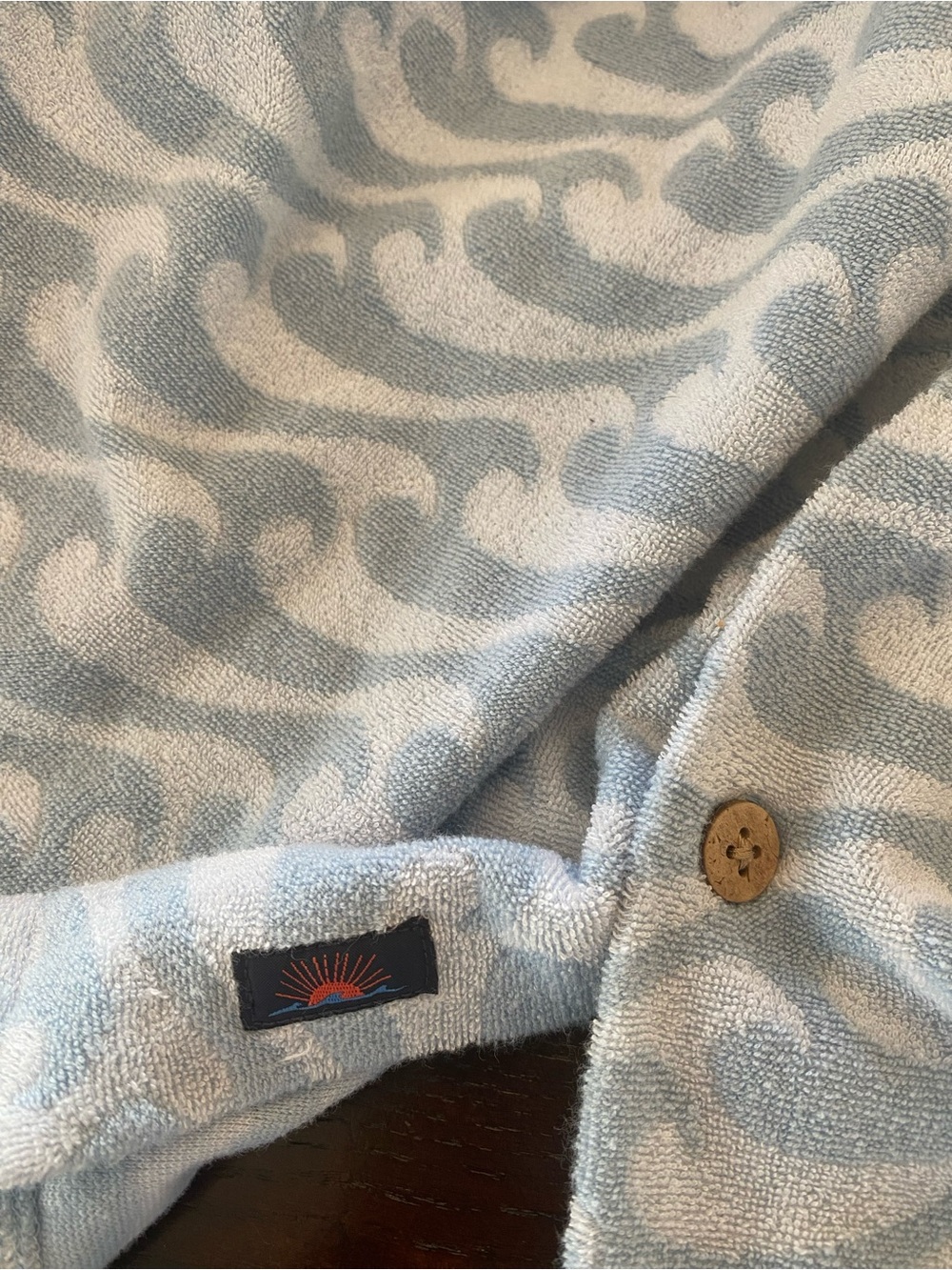 Faherty Cabana Towel Terry Shirt - In Endless Peaks -Blue resort wear - vacation - Picture 6 of 10